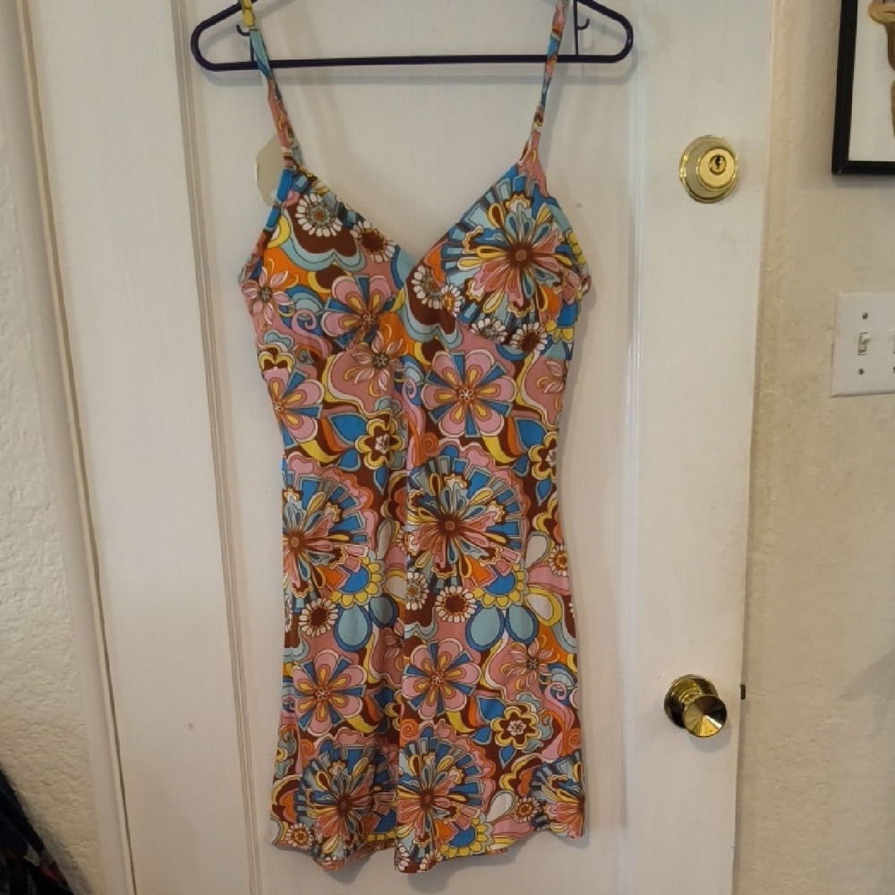 Jolie & Joy | Colorful Floral Spaghetti Strap Mini Dress